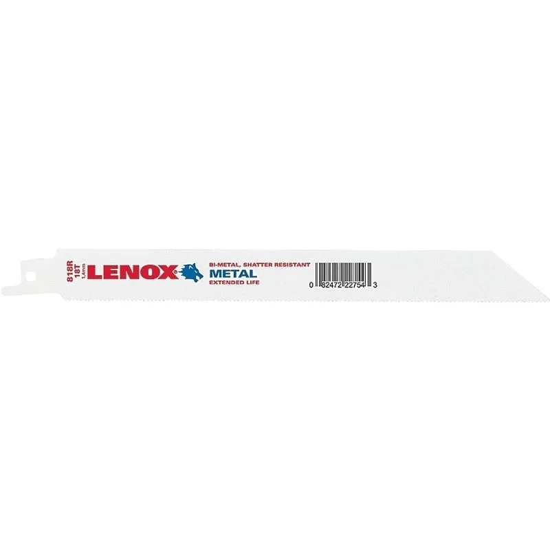 Lenox 22754OSB818R Series Reciprocating Saw Blade, Applicable Materials: Metal, Wood, 3/4 in W, 8 in L, 18 TPI (Pack of 50)