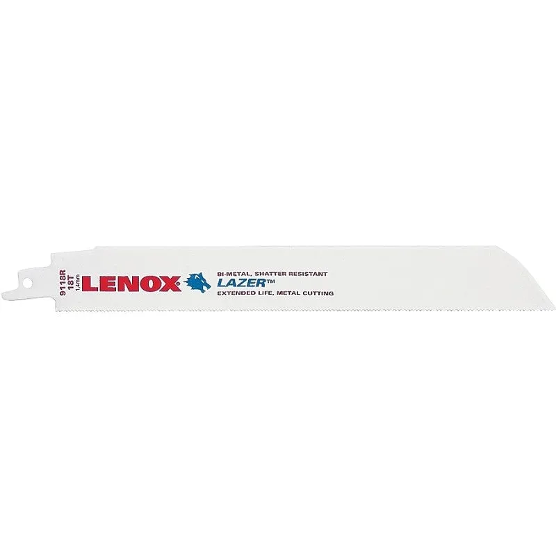 Lenox LAZER 24907T9118R Reciprocating Saw Blade, 1 in W, 9 in L, 18 TPI
