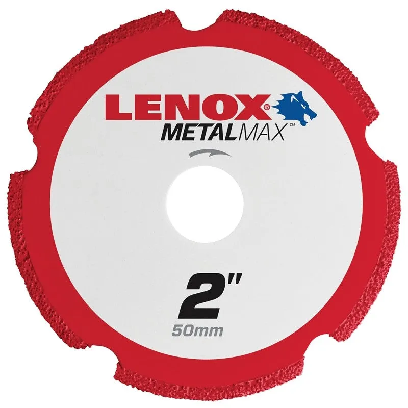 Lenox MetalMax 1972917 Cut-Off Wheel, 2 in Dia, 3/64 in Thick, 3/8 in Arbor, 40, 50 Grit, Diamond Abrasive