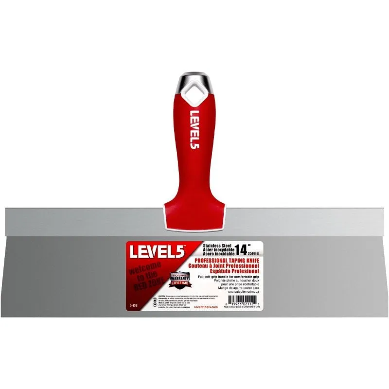 Level5 5-138 Taping Knife, 14 in W Blade, Stainless Steel Blade, Soft Grip Handle (Pack of 4)