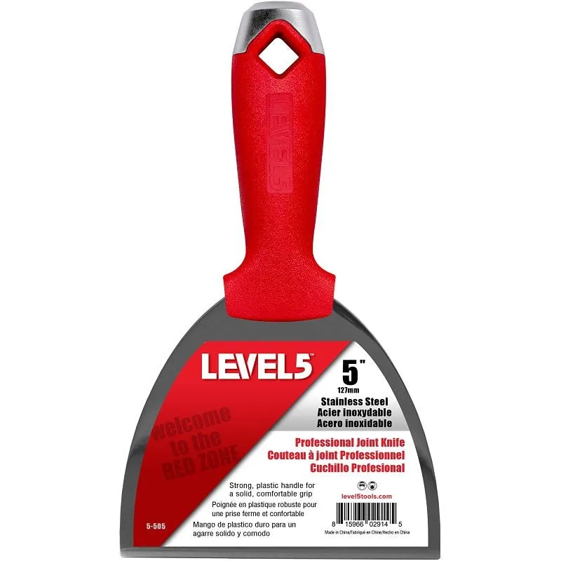 Level5 5-505 Joint Knife, 5 in W Blade, Stainless Steel Blade, Solid Grip Handle, Polypropylene Handle (Pack of 4)