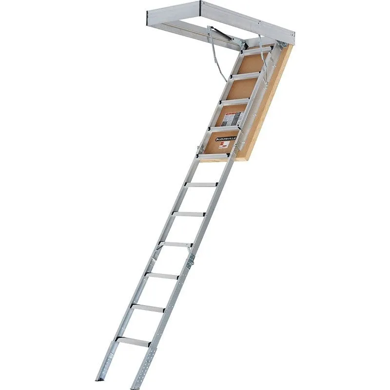 Louisville Fire-Rated Energy Efficient Series AL2540MG-R10FT Attic Ladder, 7 ft 8 in to 10 ft 3 in H Ceiling, 11-Step