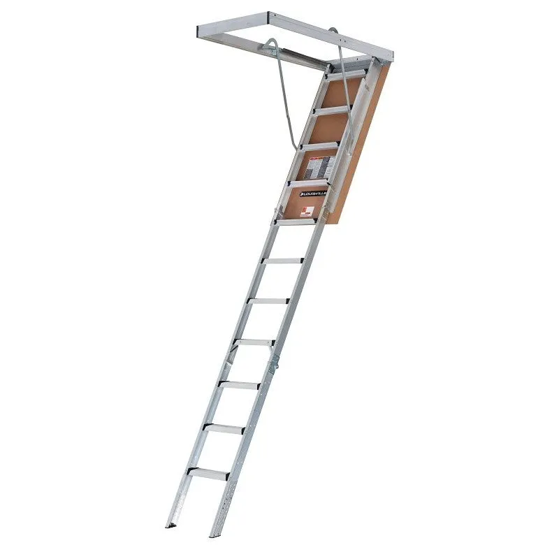 Louisville Ladder AH2211 Series Elite Aluminum Attic Ladder, 7.75 ft to 10.25 ft, Type: 1AA, 375 lb Load Capacity, Opening Size: 22.5 x 54 in