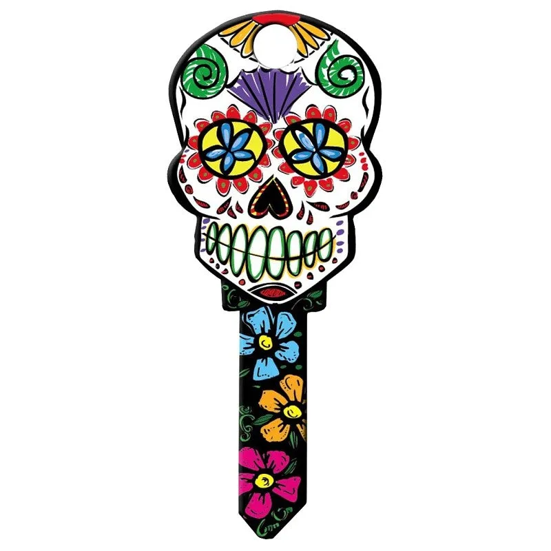 Lucky Line B136S Key Blank, Sugar Skull, Brass, Painted (Pack of 5)