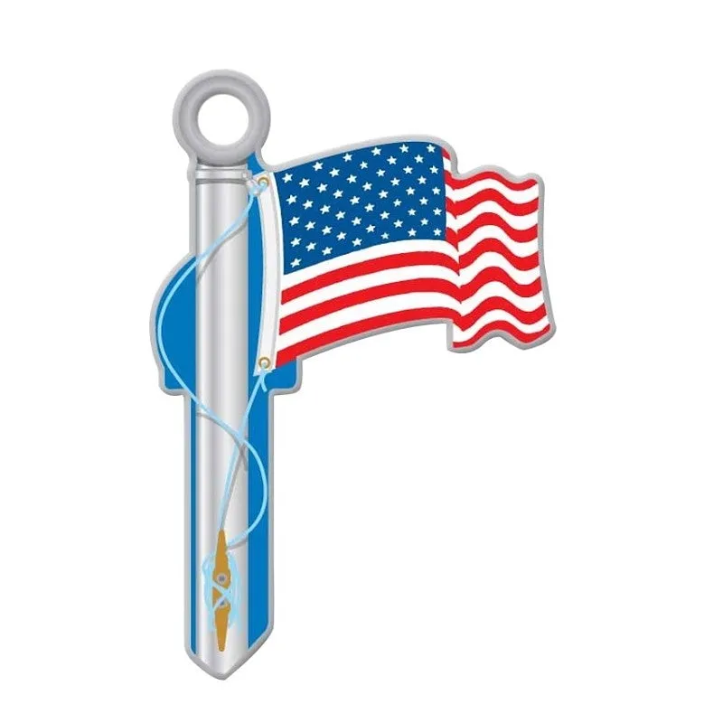 Lucky Line Key Shapes Series B101S Key Blank, American Flag, Brass, Enamel-Coated, For: Schlage Locks (Pack of 5)