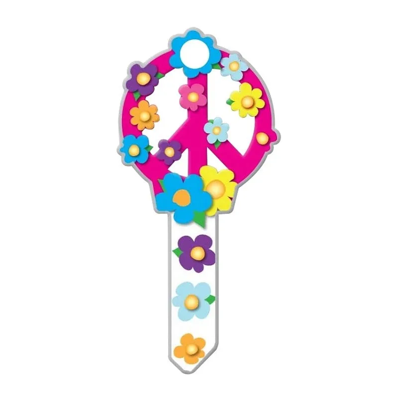 Lucky Line Key Shapes Series B104K Key Blank, Peace Sign, Brass, Enamel-Coated, For: Kwikset Locks (Pack of 5)