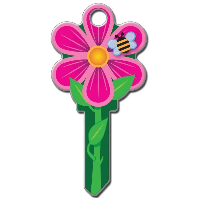 Lucky Line Key Shapes Series B106S Key Blank, Flower, Brass, Enamel-Coated, For: Schlage Locks (Pack of 5)