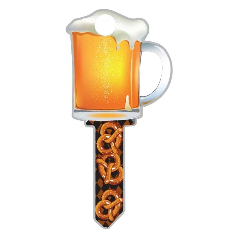 Lucky Line Key Shapes Series B110K Key Blank, Beer Mug, Brass, Enamel-Coated, For: Kwikset Locks (Pack of 5)