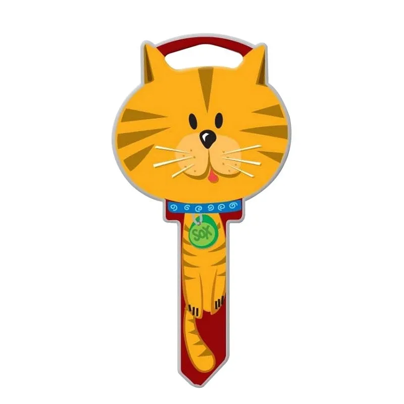 Lucky Line Key Shapes Series B115S Key Blank, Cat, Brass, Enamel-Coated, For: Schlage Locks (Pack of 5)