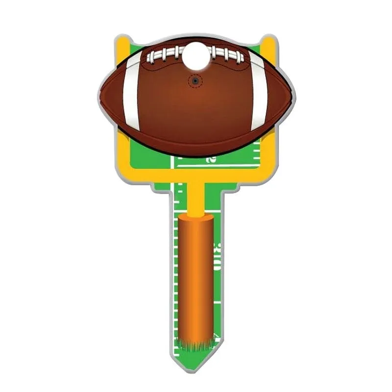 Lucky Line Key Shapes Series B121S Key Blank, Football, Brass, Enamel-Coated, For: Schlage Locks (Pack of 5)
