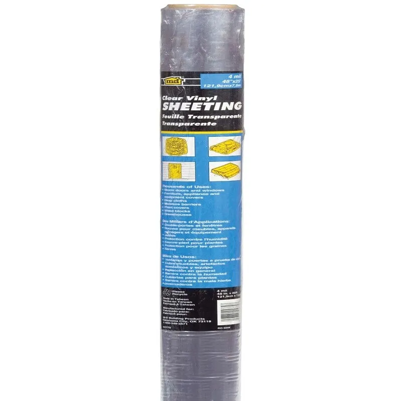 M-D 04762 Weatherstrip Sheeting, 4 mil Thick, 25 ft L, 36 in W, Clear
