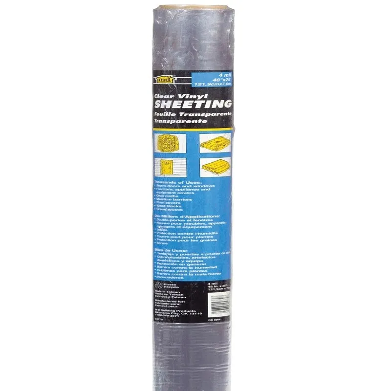 M-D 04796 Weatherstrip Sheeting, 8 mil Thick, 25 ft L, 48 in W, Clear