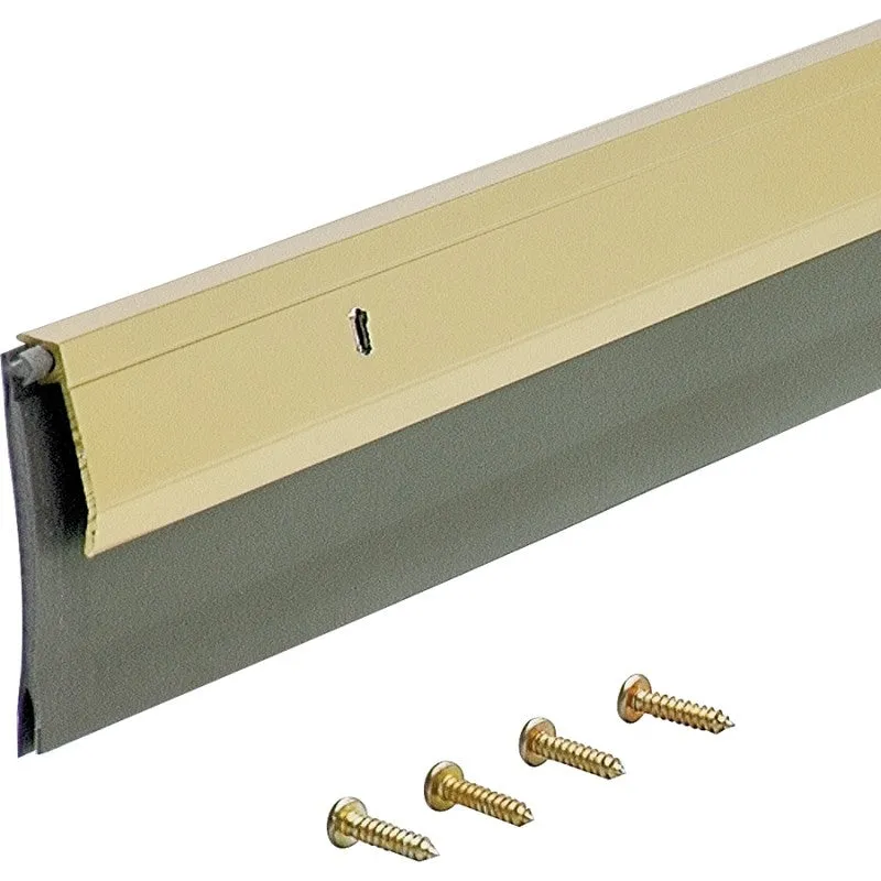 M-D 05744 Door Sweep, Bright Gold Flange, 36 in L, 1/4 in W, Aluminum Flange, Vinyl Insert