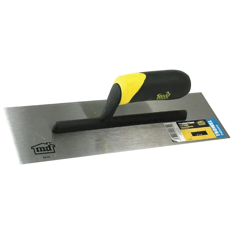 M-D 20062 Finishing Trowel, 14 in L Blade, 4 in W Blade, Steel Blade, Comfort Grip Handle, Thermoplastic Handle