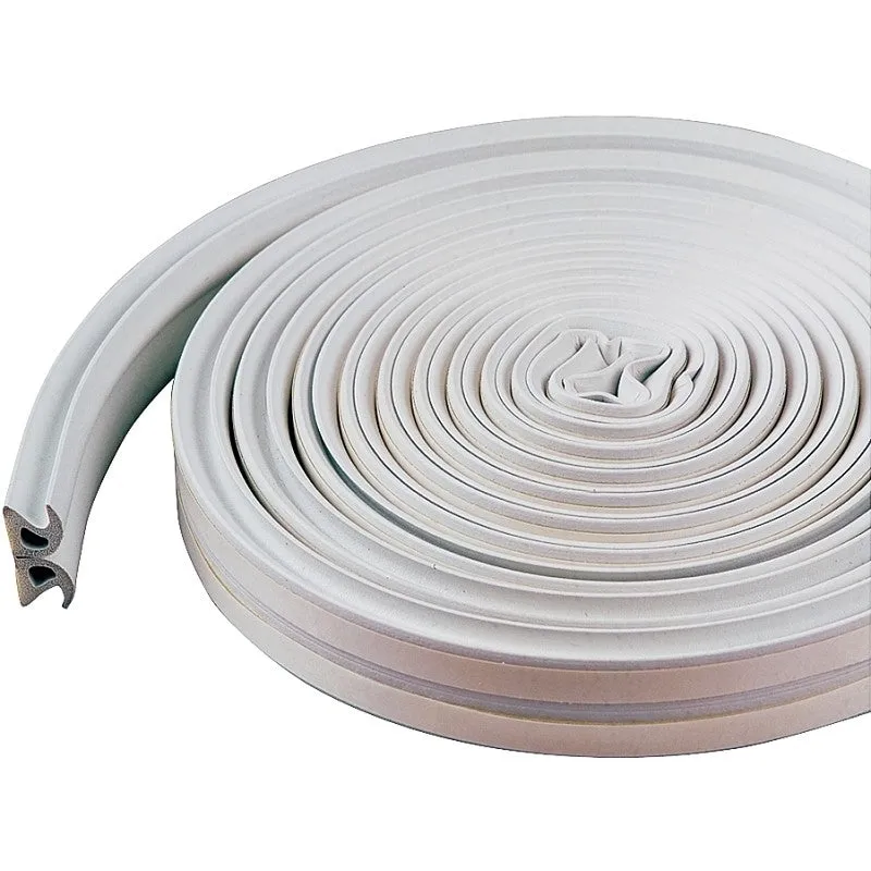 M-D 43846 Weatherstrip Tape, 3/8 in W, 17 ft L, EPDM/Silicone, White