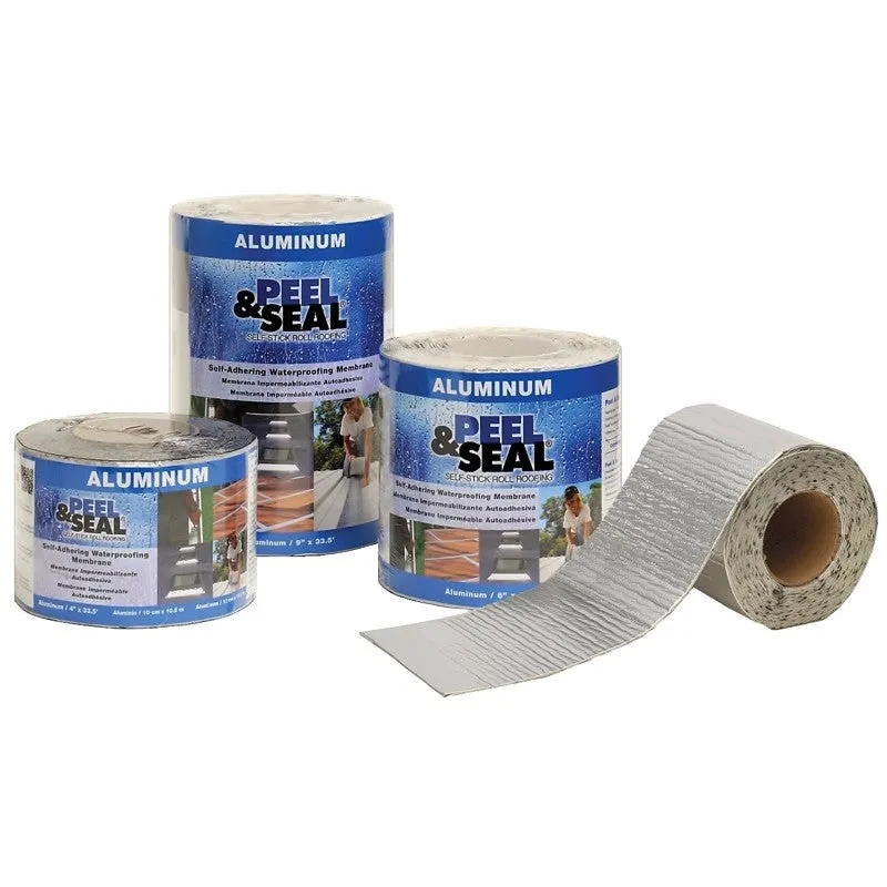 MFM 50043/50009 Roofing Membrane, 33-1/2 ft L, 9 in W, Aluminum/Polymer (Pack of 4)