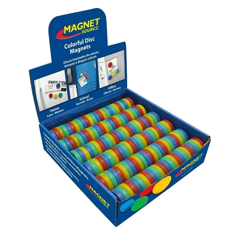Magnet Source 07791X144DSP Magnet, 0.5 lb Pull Force, Rubber, Assorted, 1 in Dia (Pack of 144)