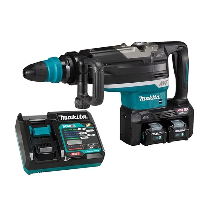 Makita HR006GM203 80V max (40VX2) XGT Brushless Cordless 2″ SDS-MAX Rotary Hammer w/AWS, AFT & AVT (4.0 Ah x2 Kit)