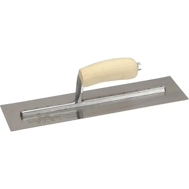 Marshalltown MXS57 Finishing Trowel, 14 in L Blade, 3 in W Blade, Spring Steel Blade, Square End, Curved Handle