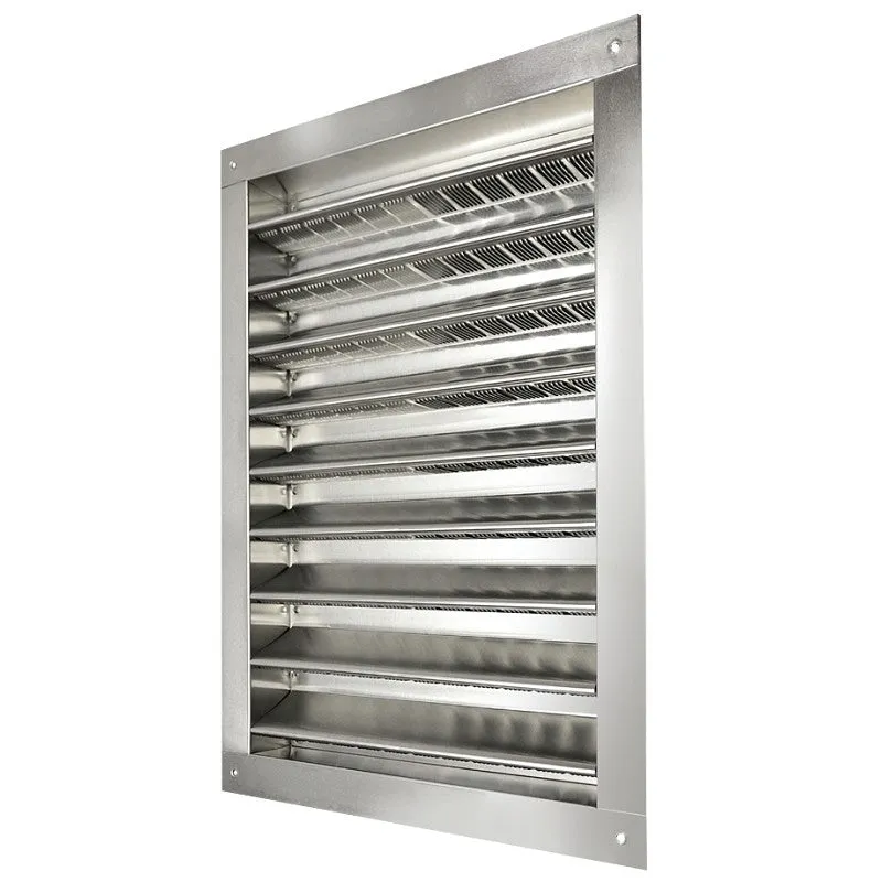 Master Flow DA1218 Dual Louver, 20-1/2 in L, 14-1/2 in W, Aluminum, Silver, Mill
