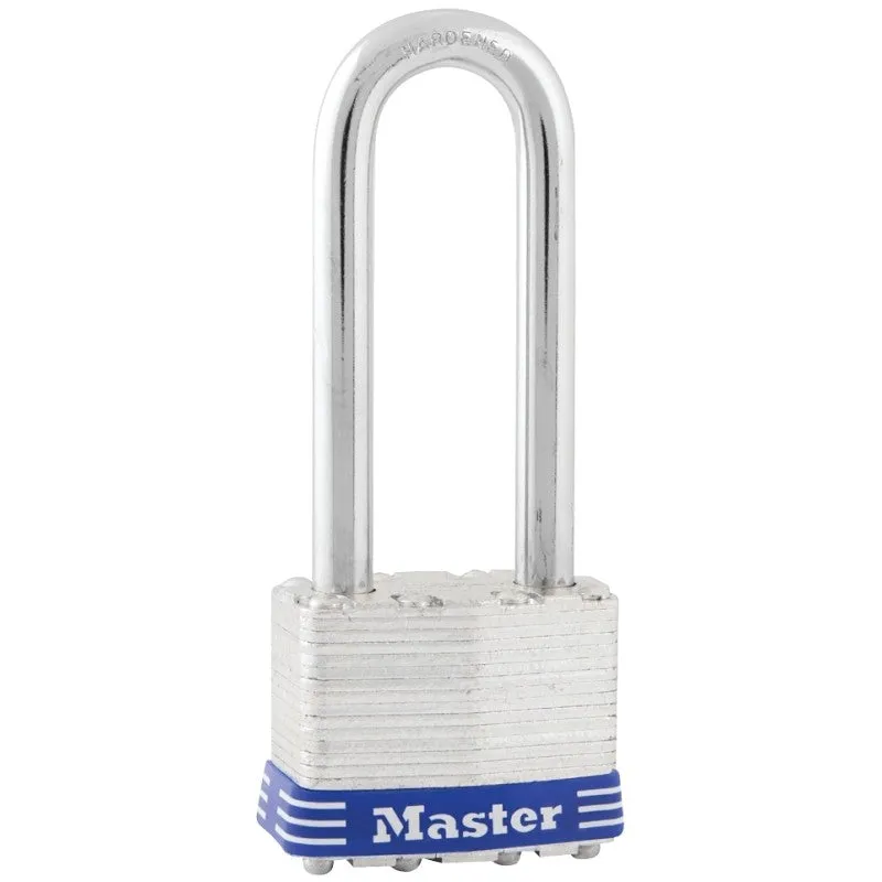 Master Lock 1DLJ Padlock, 1-3/4 in W Body, Keyed Different Key, 5/16 in Dia Shackle, 2-1/2 in H Shackle, Silver