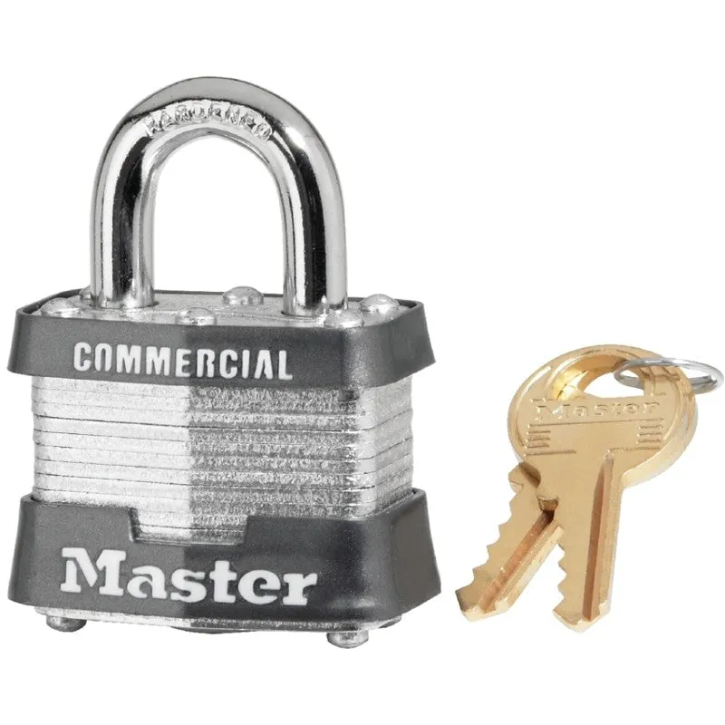 Master Lock 3KA 0356 Padlock, 1-9/16 in W Body, Key No: 356, Keyed Alike Key, Open Shackle, 9/32 in Dia Shackle
