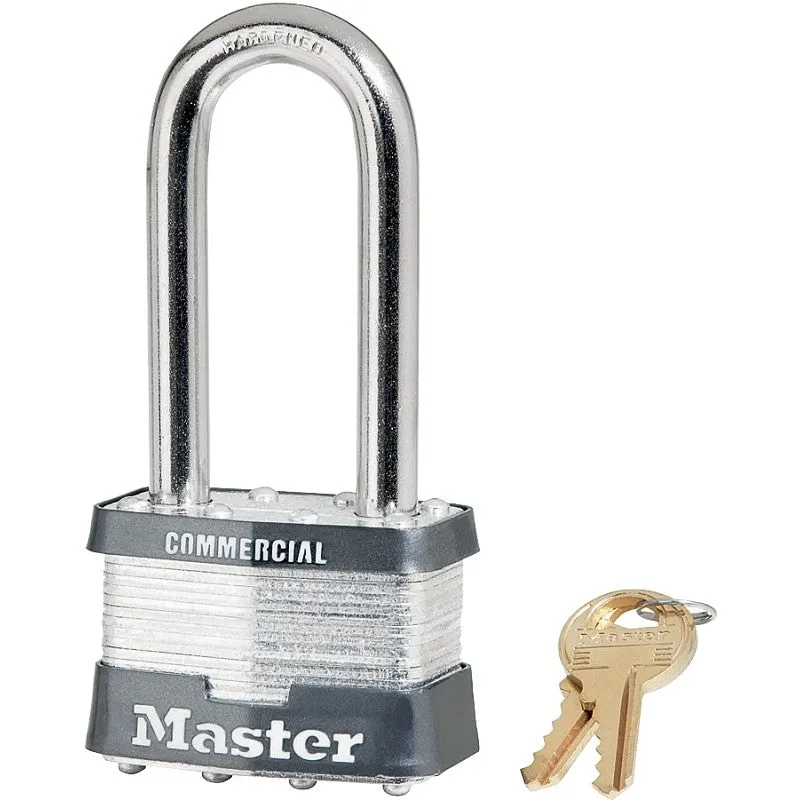 Master Lock 5KALJ Padlock, 2 in W Body, Key No: A152, Keyed Alike Key, Open Shackle, 3/8 in Dia Shackle, Steel Body (Pack of 6)