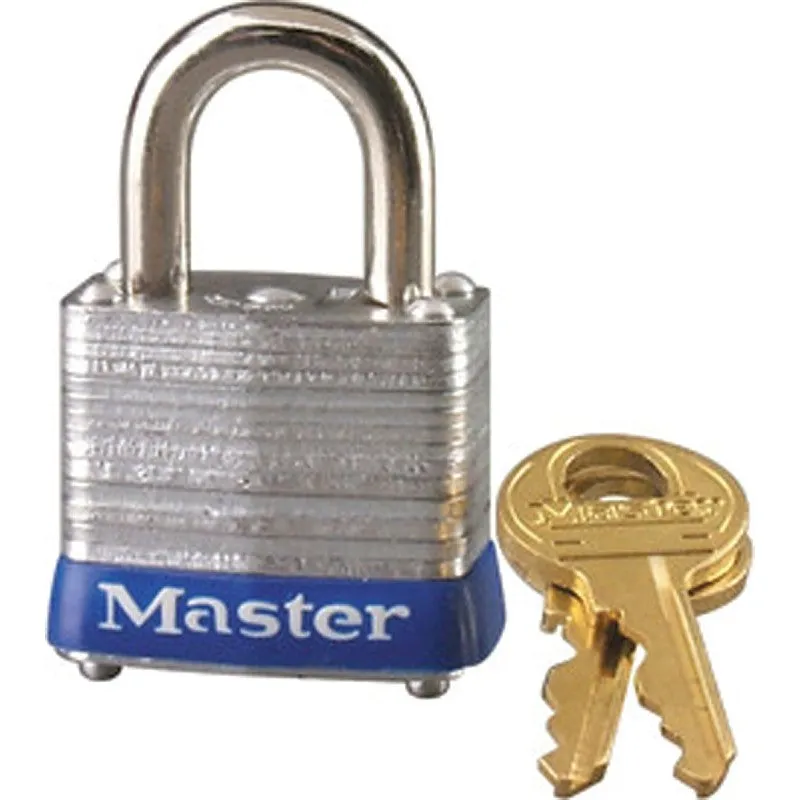 Master Lock 7KA P491 Padlock, 1-1/8 in W Body, Key No: P491, Keyed Alike Key, Open Shackle, 3/16 in Dia Shackle