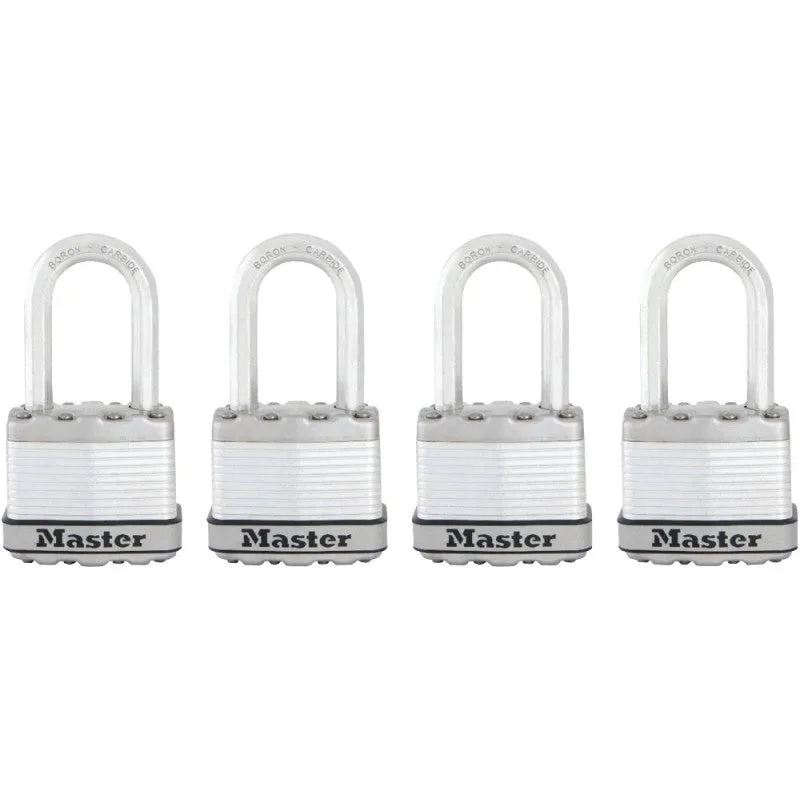 Master Lock Magnum Series M1XQLF Padlock, 1-3/4 in W Body, Keyed Alike Key, 5/16 in Dia Shackle, Silver