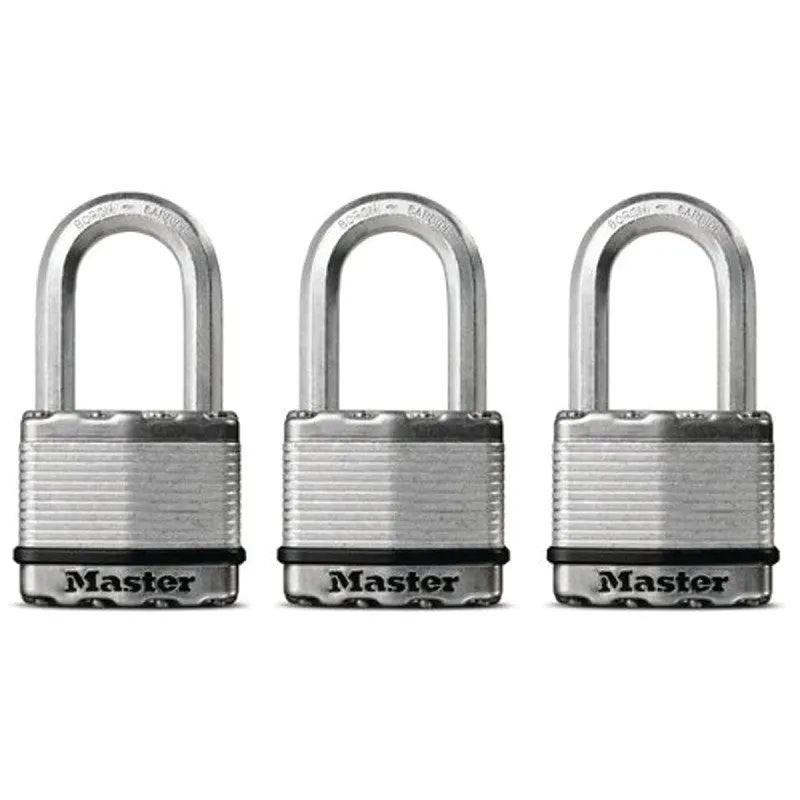 Master Lock Magnum Series M5XTRILHCCSEN Padlock, Keyed Different Key, 3/8 in Dia Shackle, 2 in H Shackle, Zinc