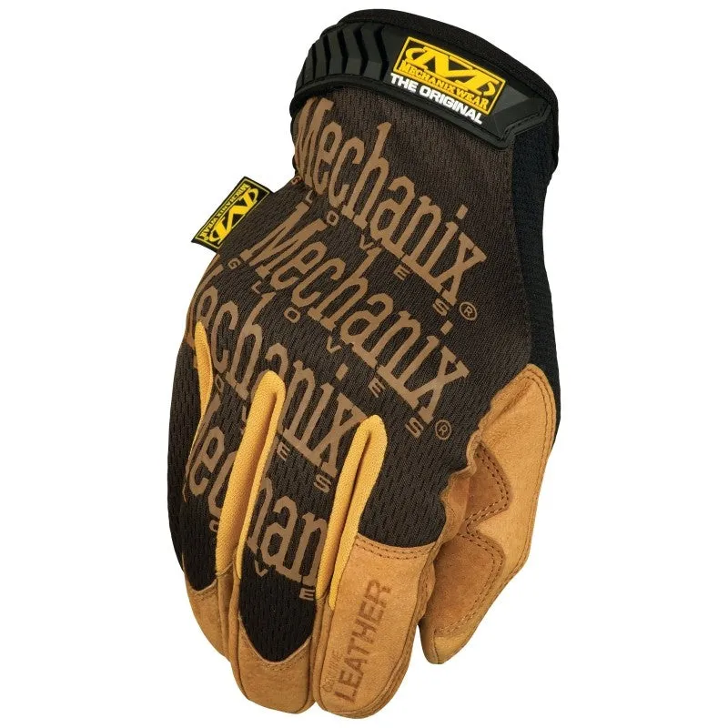 Mechanix Wear Durahide Series LMG-75-010 Mechanic Gloves, L, Wing Thumb, Hook-and-Loop Cuff, Leather, Tan