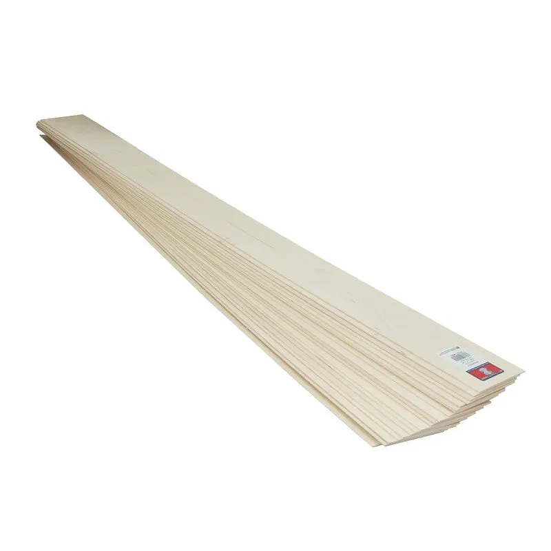 Midwest Products 5004 Basswood Sheet, 36 in L, 4 in W, 1/8 in Thick