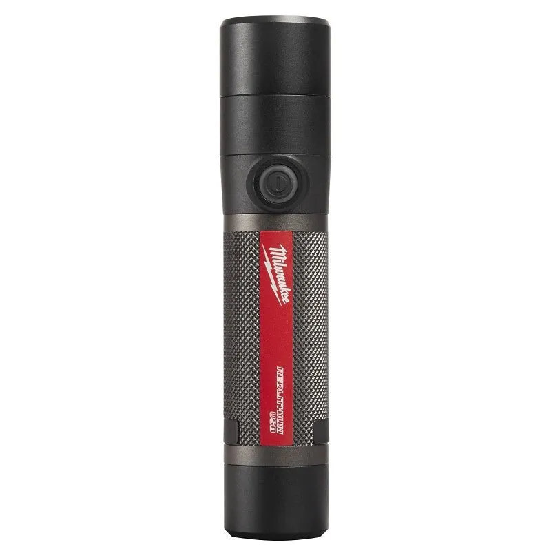 Milwaukee 2160-21 USB Rechargeable Compact Flashlight, 3 Ah, Lithium-Ion Battery, LED Lamp, Bulls Eye/Flood/Spot Beam