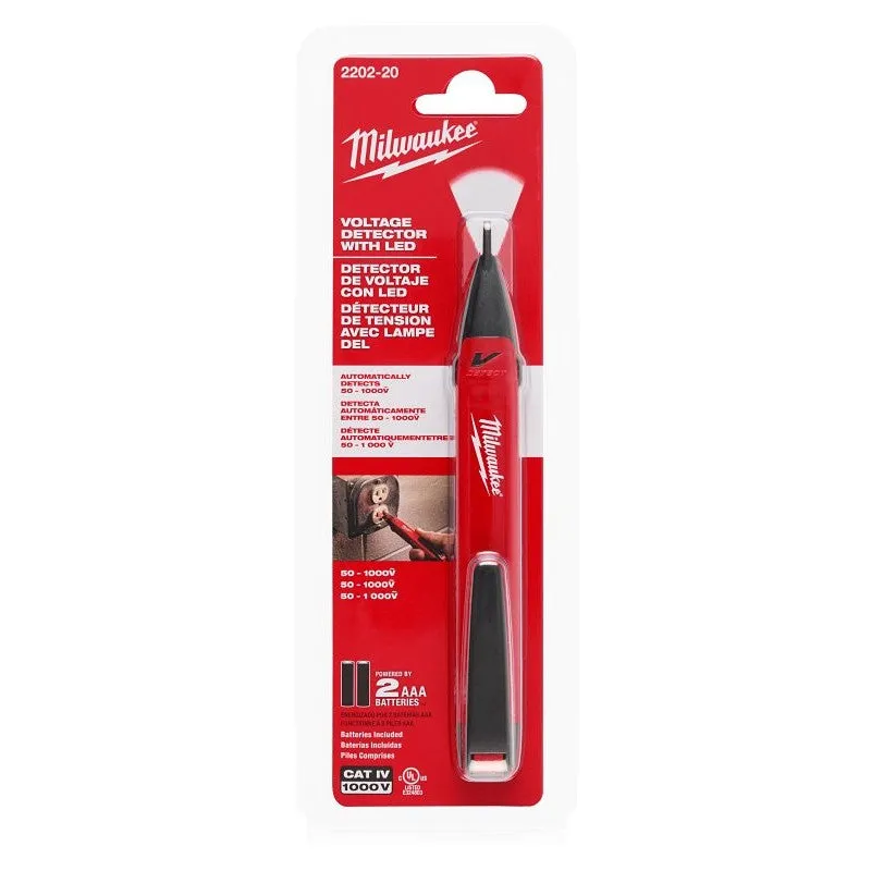 Milwaukee 2202-20 Voltage Detector with LED, 50 to 1000 VAC, LED Display, Functions: Voltage