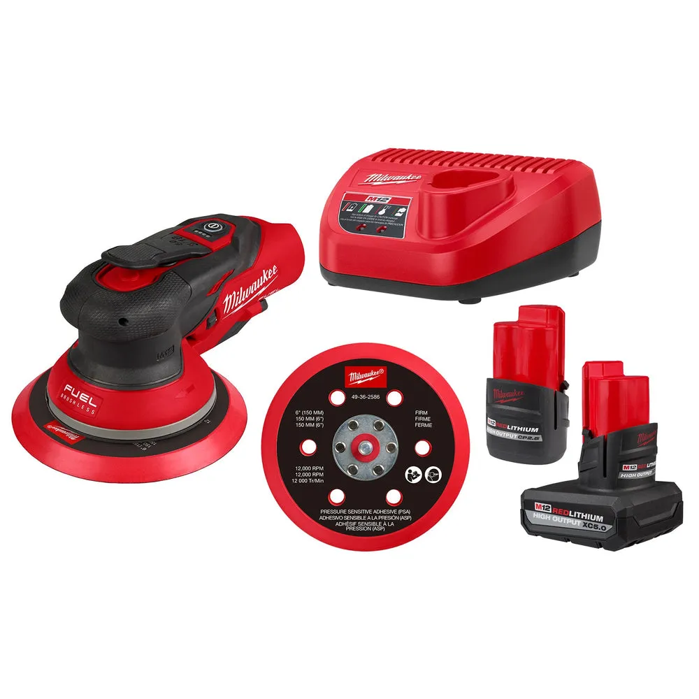 Milwaukee 2585-22 M12™ FUEL™ 6″ Random Orbital Sander Kit (3/16″)