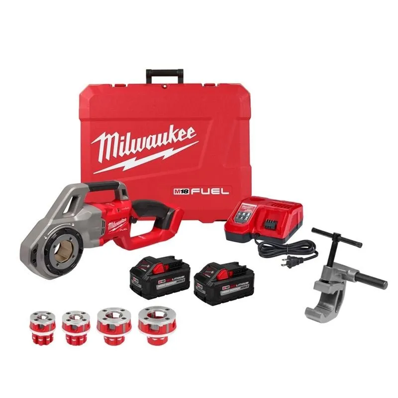 Milwaukee 2870-22 M18 FUEL Compact Pipe Threader w/ ONE-KEY w/ 1/2in – 1-1/4in Compact NPT Forged Aluminum Die Heads