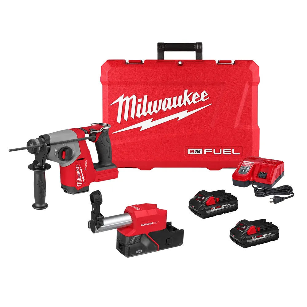 Milwaukee 2908-22DE M18 FUEL™ 5/8″ SDS Plus Rotary Hammer w/ Dust Extractor Kit