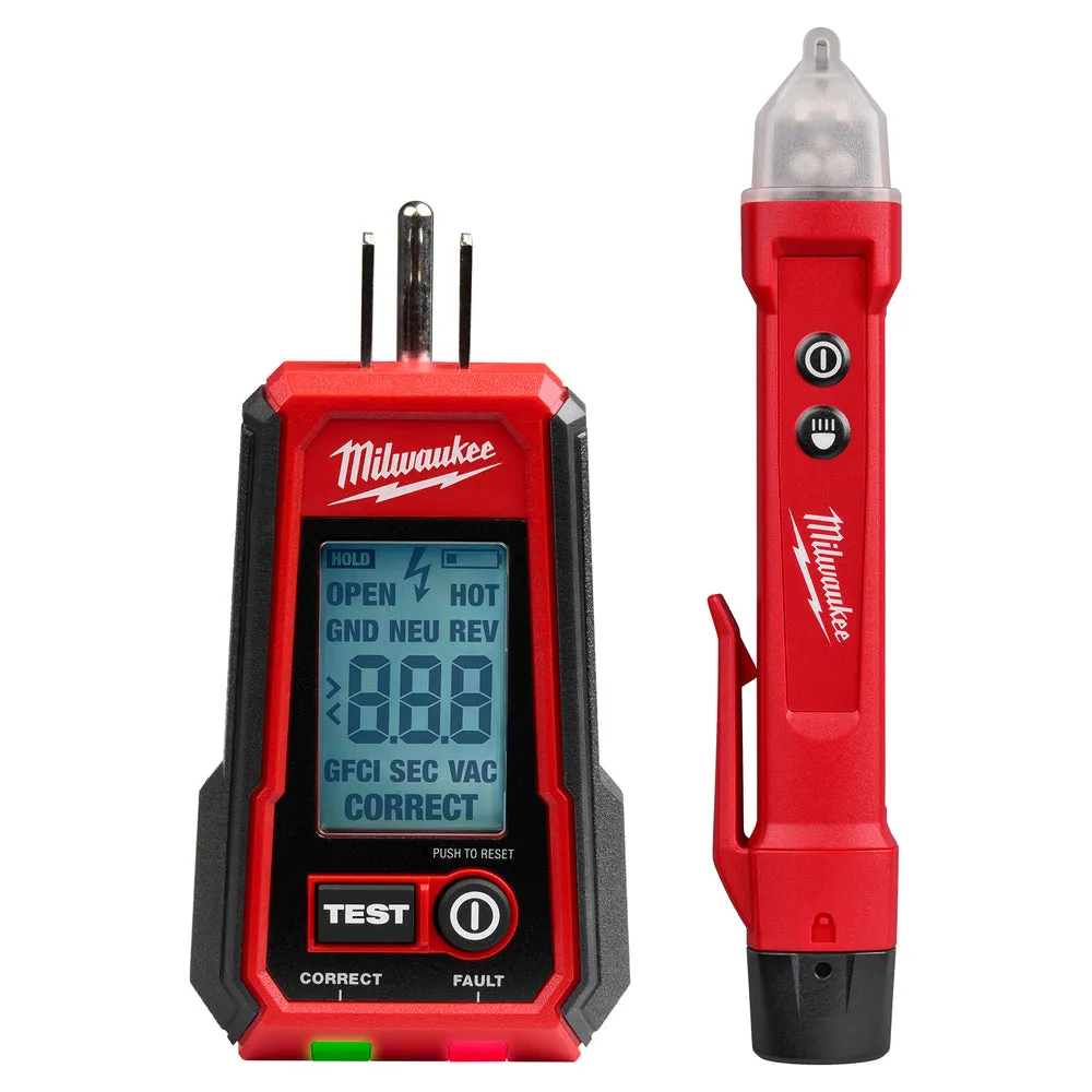 Milwaukee 3211-20 Digital GFCI Receptacle Tester and Voltage Detector w/ LED