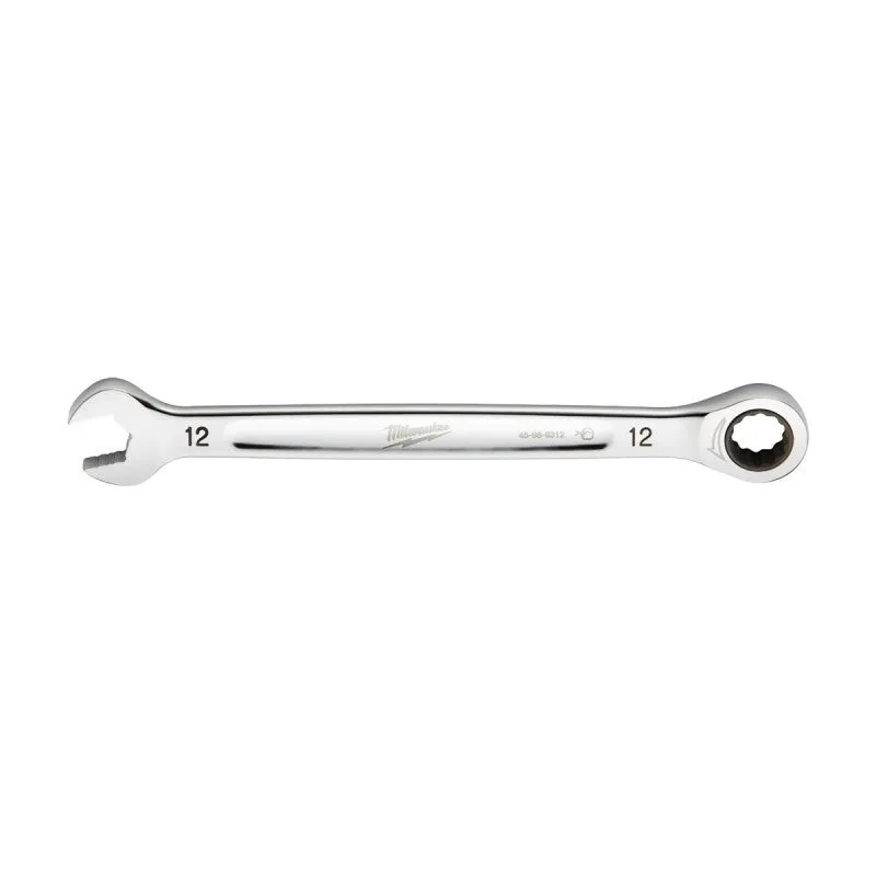 Milwaukee 45-96-9312 Ratcheting Combination Wrench, Metric, 12 mm Head, 7.03 in L, 12-Point, Steel, Chrome