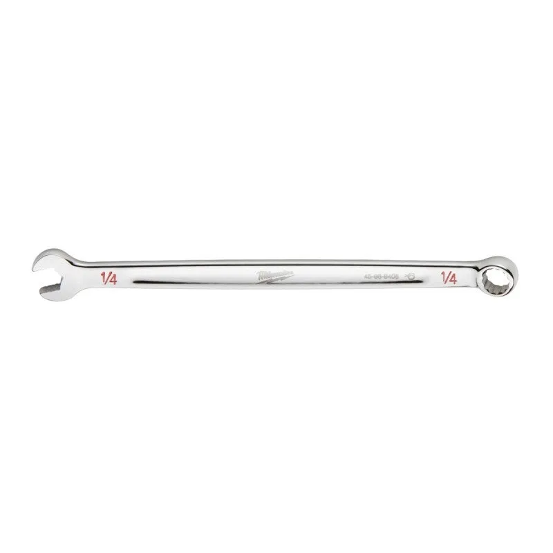 Milwaukee 45-96-9408 Combination Wrench, SAE, 1/4 in Head, 5.04 in L, 12-Point, Steel, Chrome, Ergonomic, I-Beam Handle