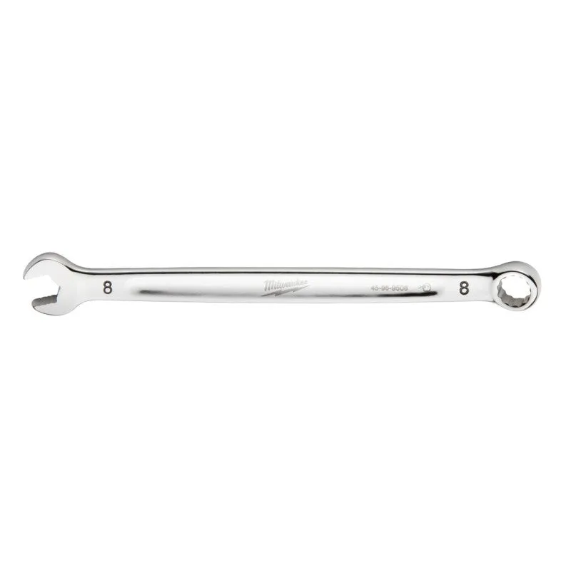 Milwaukee 45-96-9508 Combination Wrench, Metric, 8 mm Head, 5.51 in L, 12-Point, Steel, Chrome