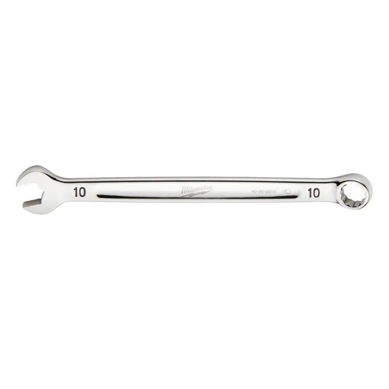 Milwaukee 45-96-9510 Combination Wrench, Metric, 10 mm Head, 6.22 in L, 12-Point, Steel, Chrome