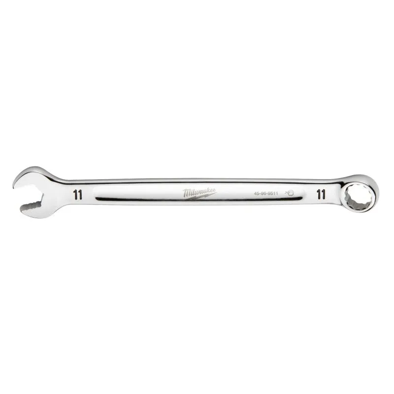 Milwaukee 45-96-9511 Combination Wrench, Metric, 11 mm Head, 6-1/2 in L, 12-Point, Steel, Chrome