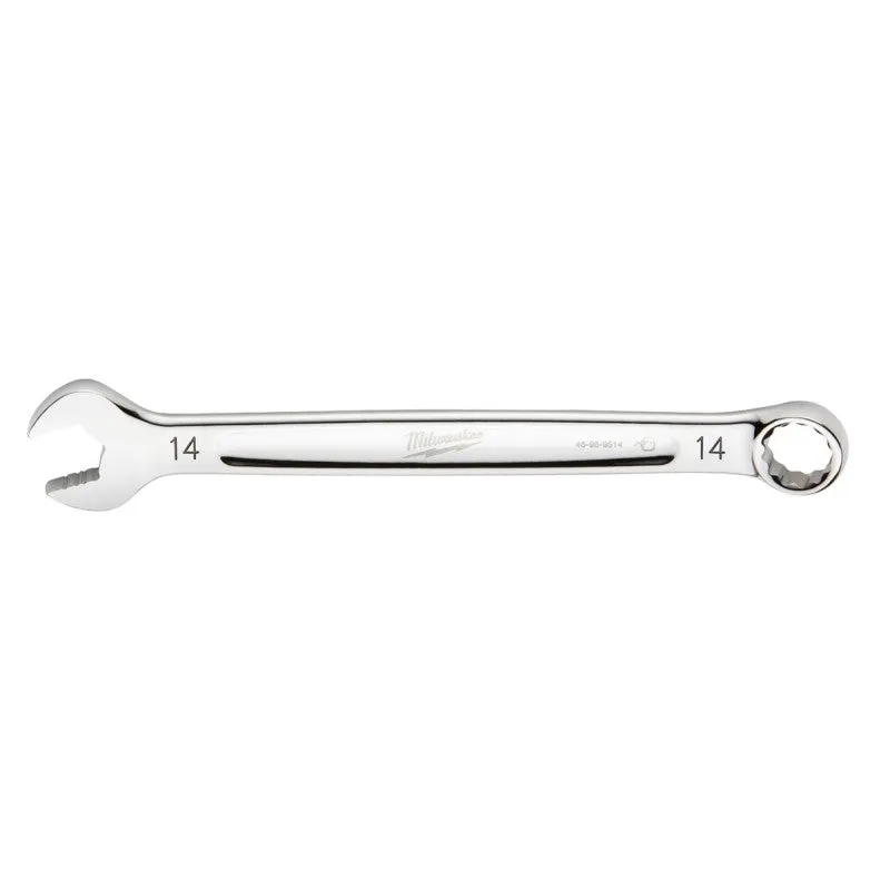Milwaukee 45-96-9514 Combination Wrench, Metric, 14 mm Head, 7.48 in L, 12-Point, Steel, Chrome