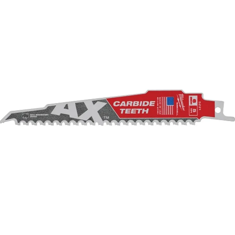 Milwaukee 48-00-5227 Reciprocating Saw Blade, 12 in L, 5 TPI, Carbide Cutting Edge