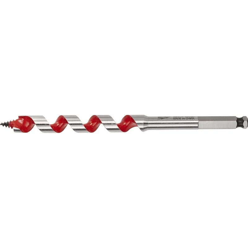 Milwaukee 48-13-0503 Ship Auger Bit, 1/2 in Dia, 6 in OAL, Wide Flute, 5/16 in Dia Shank, Hex Shank
