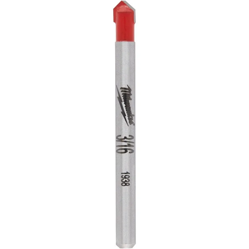Milwaukee 48-20-8981 Drill Bit, 3/16 in Dia, 2 in OAL, 1/8 in Dia Shank, Round Shank, Carbide (Pack of 5)