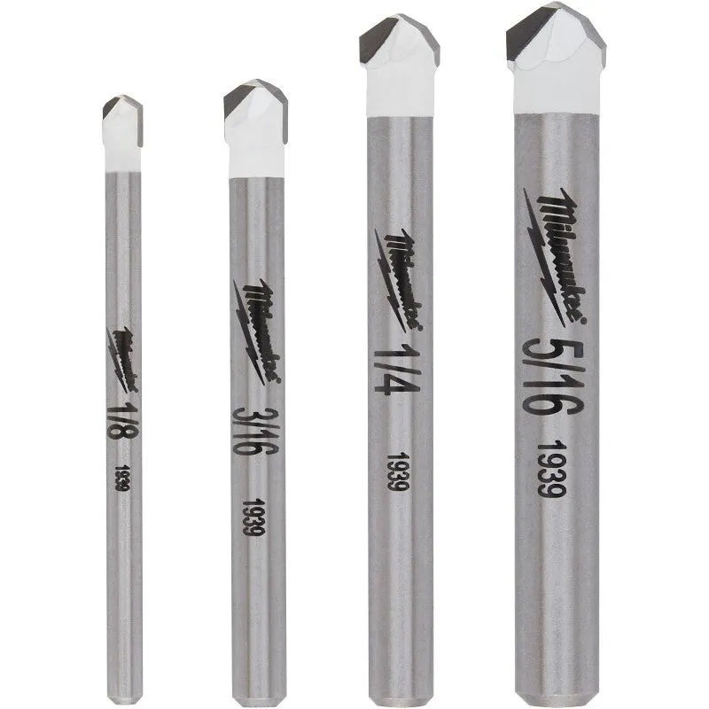Milwaukee 48-20-8998 Series Drill Bit Set, Specifications: Round Shank, 4-Piece, Carbide
