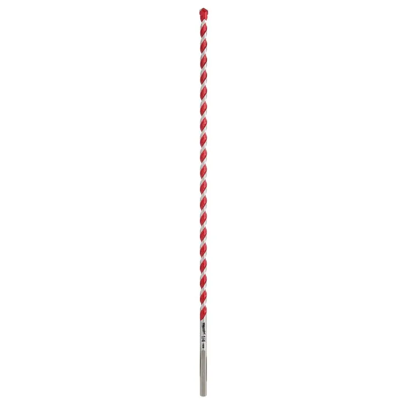 Milwaukee 48-20-9012 Drill Bit, 1/4 in Dia, 12 in OAL, Wide Flute, 1/4 in Dia Shank, 3-Flat Shank