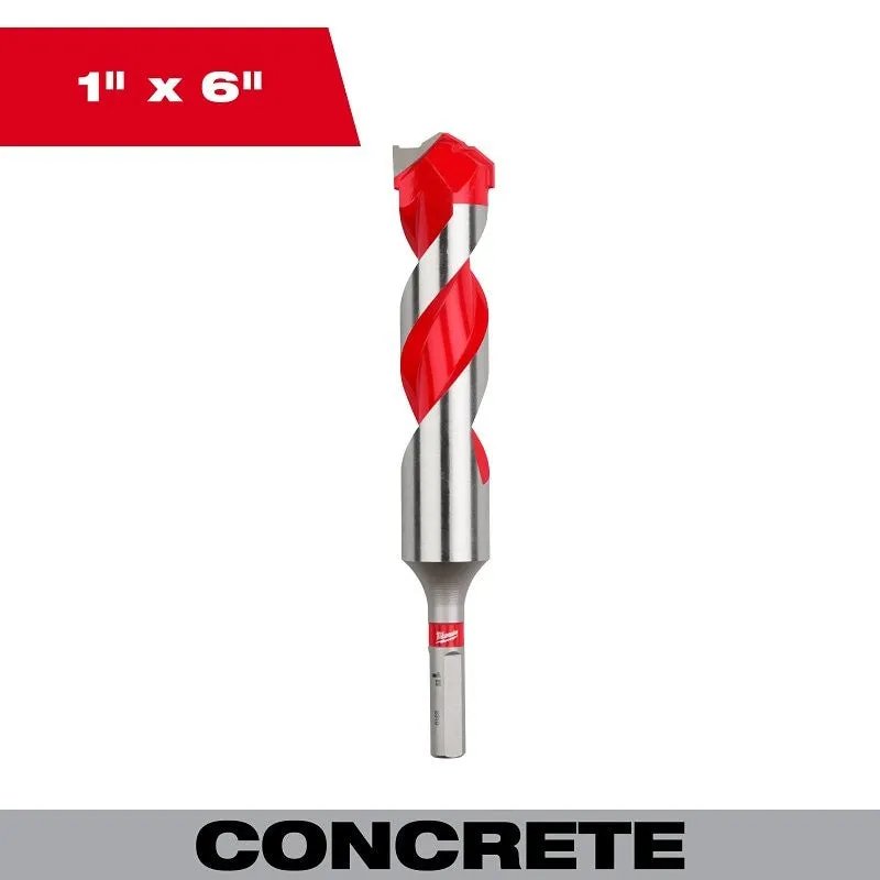 Milwaukee 48-20-9049 Hammer Drill Bit, 1 in Dia, 6 in OAL, 3-Flat Shank